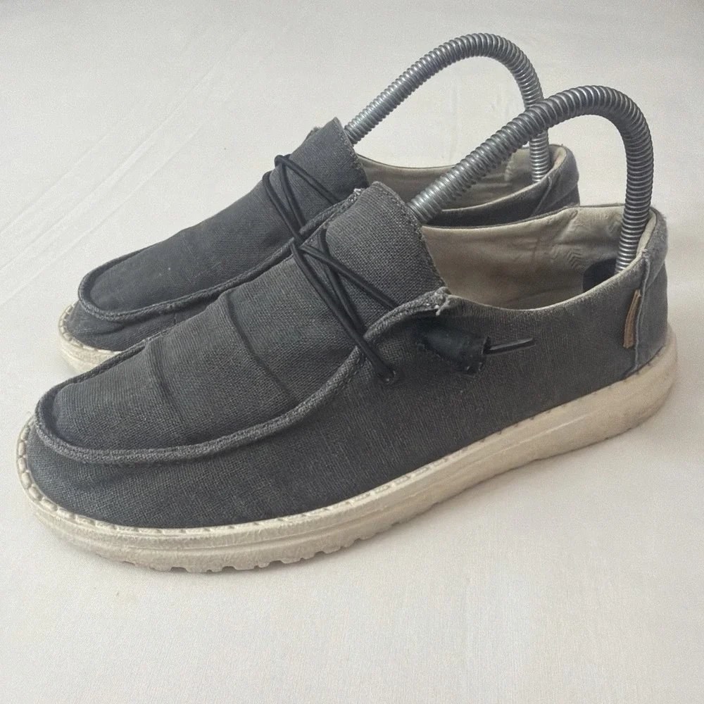 Hey Dude Loafers Women 7 M Wendy Holiday Sparkle Shoes Gray Canvas‎ Lace Slip On - Picture 13 of 16